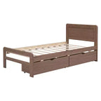 Letto a Piattaforma Gemello con Letto Estraibile e 2 Cassetti – Grigio / Noce / Bianco Decapato, 2 Posti Letto