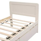 Letto a Piattaforma Gemello con Letto Estraibile e 2 Cassetti – Grigio / Noce / Bianco Decapato, 2 Posti Letto