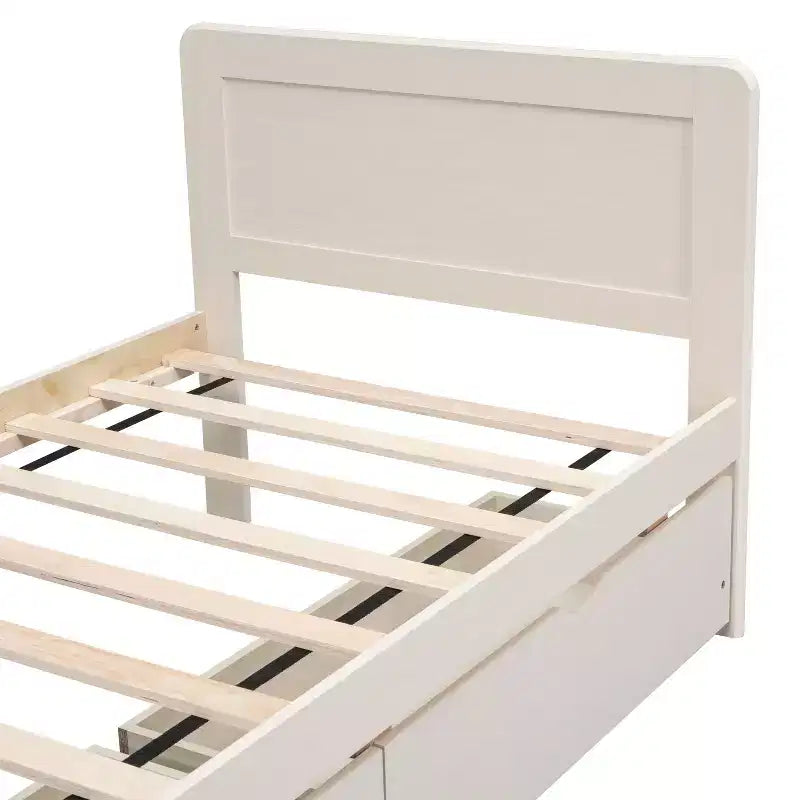 Letto a Piattaforma Gemello con Letto Estraibile e 2 Cassetti – Grigio / Noce / Bianco Decapato, 2 Posti Letto