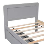 Letto a Piattaforma Gemello con Letto Estraibile e 2 Cassetti – Grigio / Noce / Bianco Decapato, 2 Posti Letto