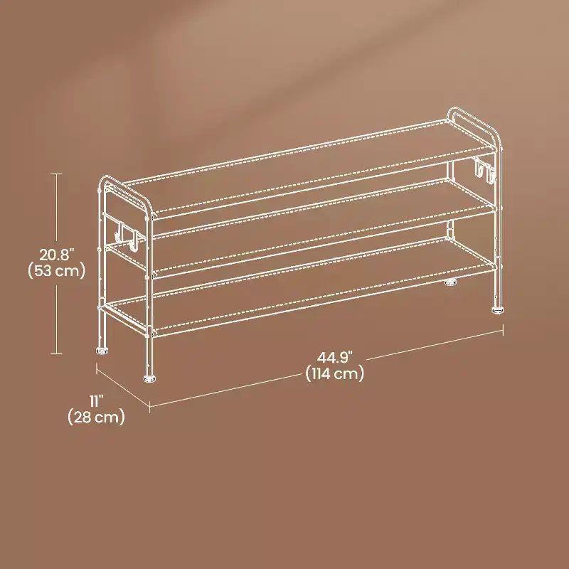 Scarpiera regolabile a 3 ripiani, Grigio Colomba / Nero Inchiostro, Contiene 18 paia