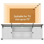 Porta TV rustico da 70" con ante scorrevoli a fienile, adatto per TV fino a 75"