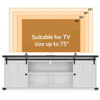 Porta TV rustico da 70" con ante scorrevoli a fienile, adatto per TV fino a 75"