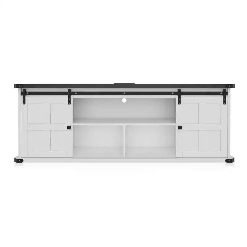 Porta TV rustico da 70" con ante scorrevoli a fienile, adatto per TV fino a 75"