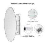 Pensile per medicinali a superficie, senza cornice, a forma ovale irregolare bianca, 1 anta, 2 ripiani, 20"L x 30"A