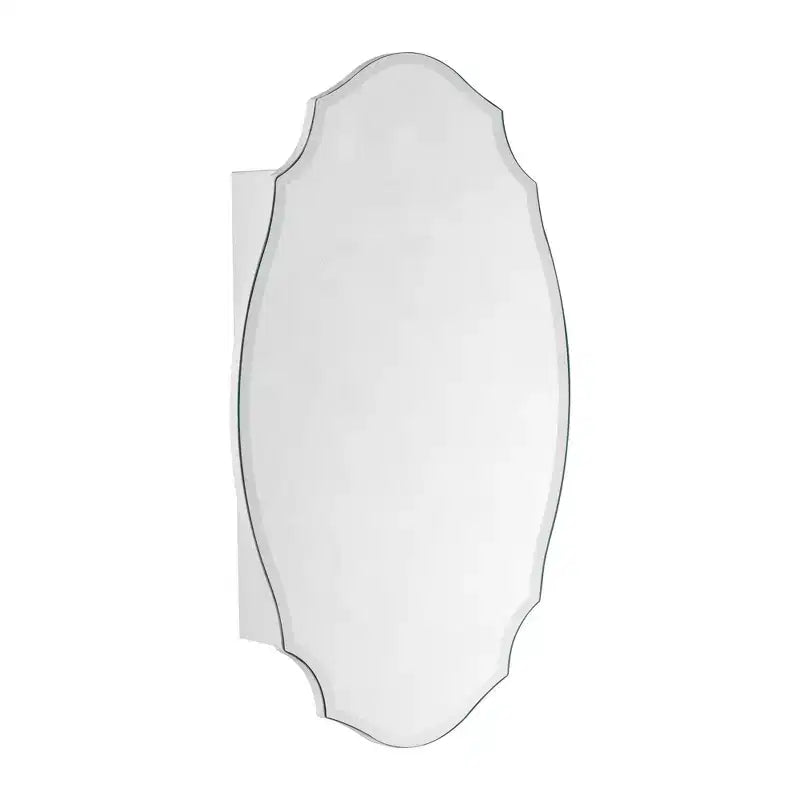 Pensile per medicinali a superficie, senza cornice, a forma ovale irregolare bianca, 1 anta, 2 ripiani, 20"L x 30"A