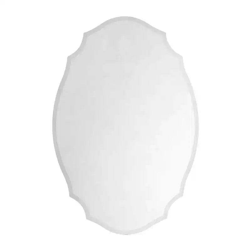 Pensile per medicinali a superficie, senza cornice, a forma ovale irregolare bianca, 1 anta, 2 ripiani, 20"L x 30"A