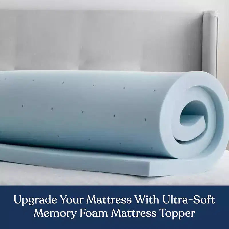 Topper in memory foam con gel da 2" bianco, non trapuntato, 1 posto