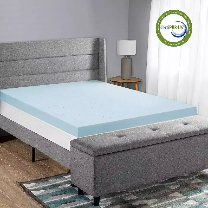 Topper in memory foam con gel da 2" bianco, non trapuntato, 1 posto