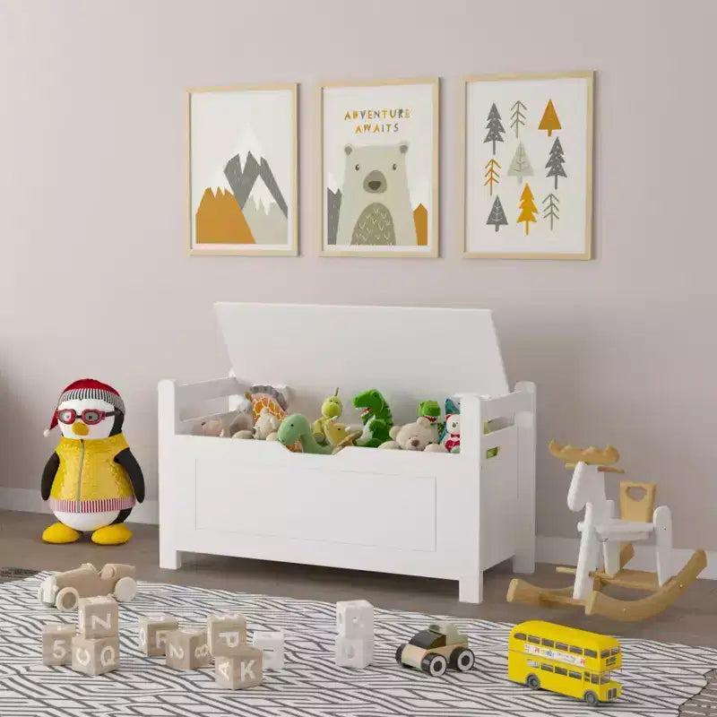 Cesta Contenitore Portagiochi per Bambini Bianca con Sedile Imbottito, per Bambini e Bambine, 1 Posto