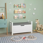 Cesta Contenitore Portagiochi per Bambini Bianca con Sedile Imbottito, per Bambini e Bambine, 1 Posto