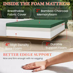 Materasso in memory foam con gel e carbone di bambù, bianco/grigio, rigidità media, 1 posto