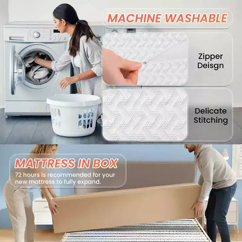 Materasso in memory foam con gel e carbone di bambù, bianco/grigio, rigidità media, 1 posto