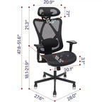 Sedia da Ufficio Ergonomica Nera in Rete con Supporto Lombare e Braccioli Regolabili, 1 Persona
