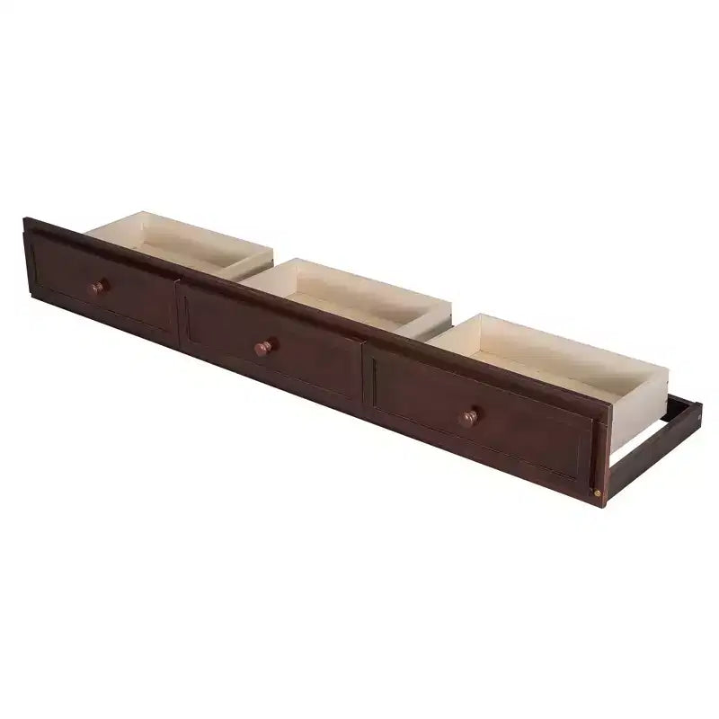 Letto a Castello con Scalini con Cassetti, convertibile in 2 letti, in colore Espresso / Grigio / Bianco, da una piazza e mezza