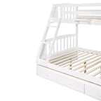 Letto a Castello con Scalini con Cassetti, convertibile in 2 letti, in colore Espresso / Grigio / Bianco, da una piazza e mezza