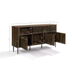 Credenza Scorrevole a 3 Ante in Rovere Scuro, Stile Moderno di Metà Secolo, Per Montaggio da 1 Persona