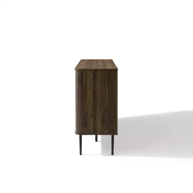 Credenza Scorrevole a 3 Ante in Rovere Scuro, Stile Moderno di Metà Secolo, Per Montaggio da 1 Persona