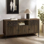 Credenza Scorrevole a 3 Ante in Rovere Scuro, Stile Moderno di Metà Secolo, Per Montaggio da 1 Persona