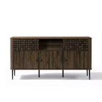 Credenza Scorrevole a 3 Ante in Rovere Scuro, Stile Moderno di Metà Secolo, Per Montaggio da 1 Persona