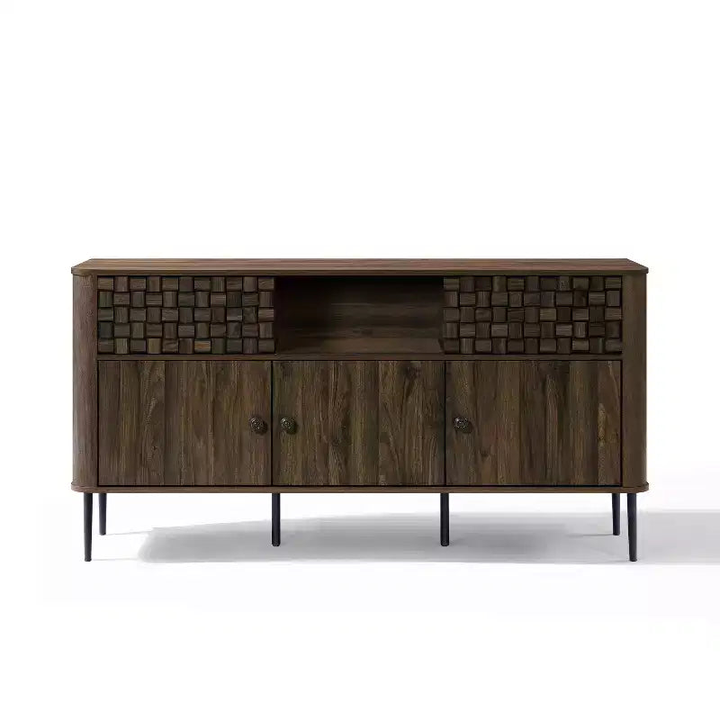 Credenza Scorrevole a 3 Ante in Rovere Scuro, Stile Moderno di Metà Secolo, Per Montaggio da 1 Persona