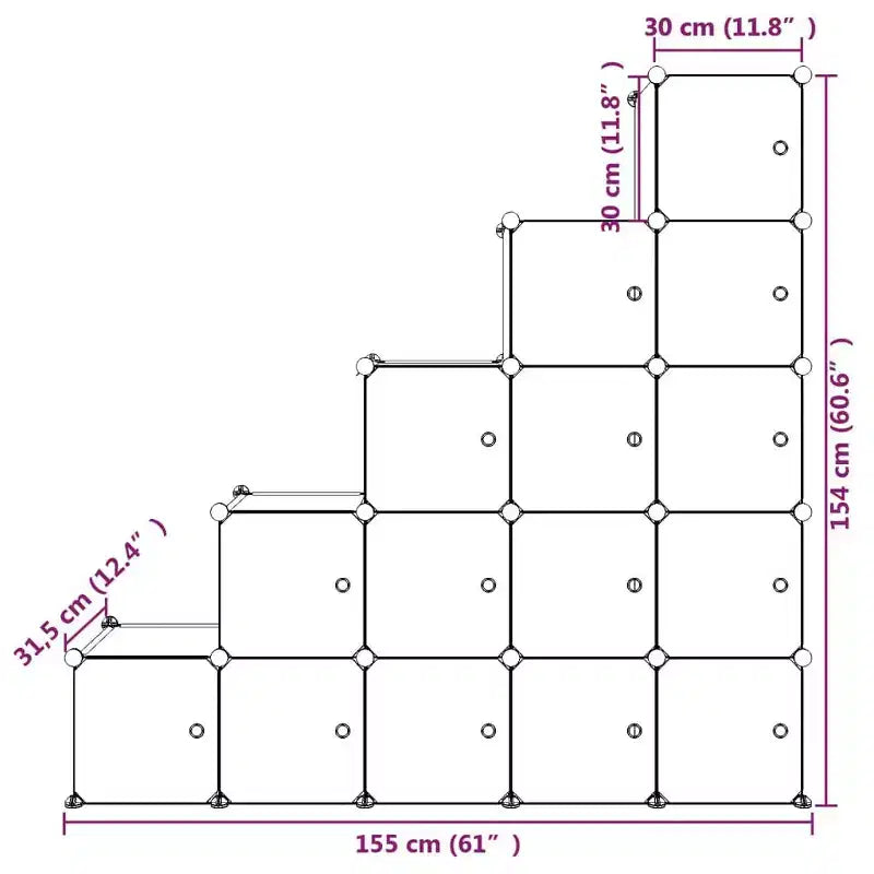 Mobiletto bianco con 15 cubi per bambini, 1 pezzo