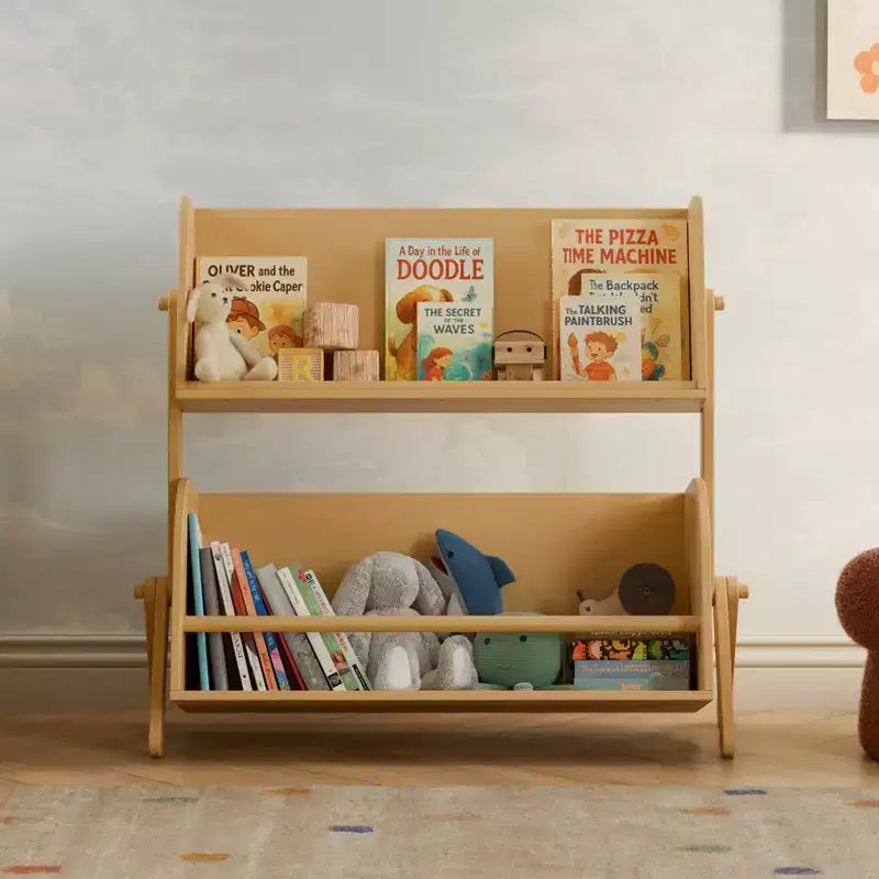 Miele / Noce Naturale / Bianco e Naturale Lavato Scaffale Contenitore per Bambini a 2 Ripiani