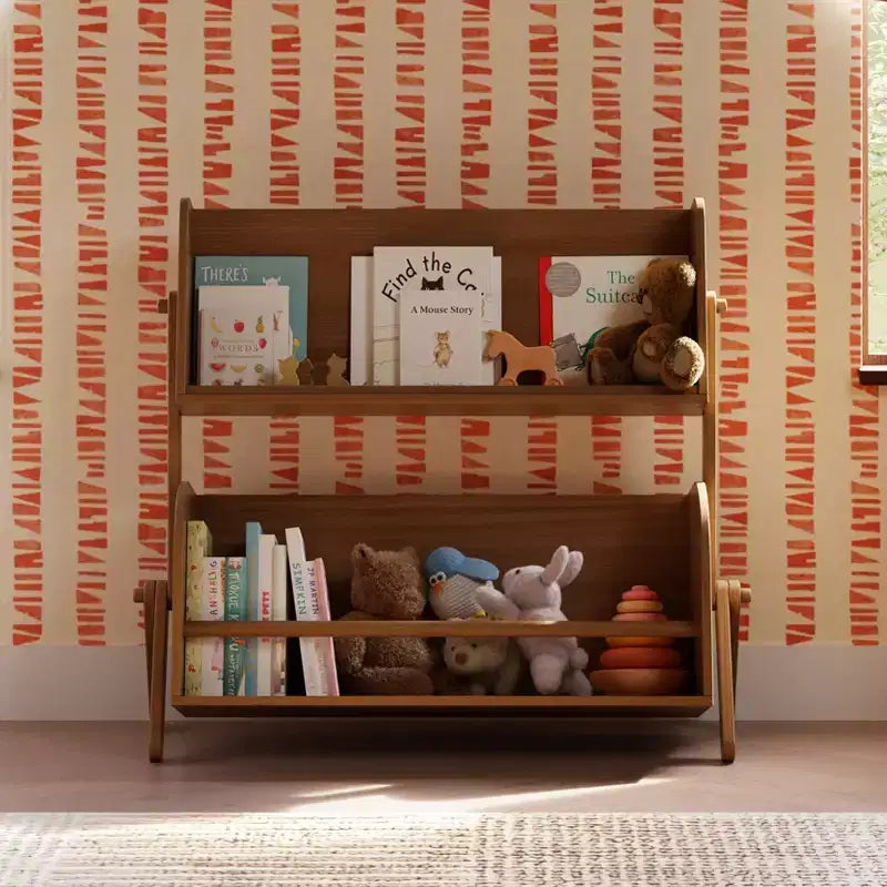 Miele / Noce Naturale / Bianco e Naturale Lavato Scaffale Contenitore per Bambini a 2 Ripiani
