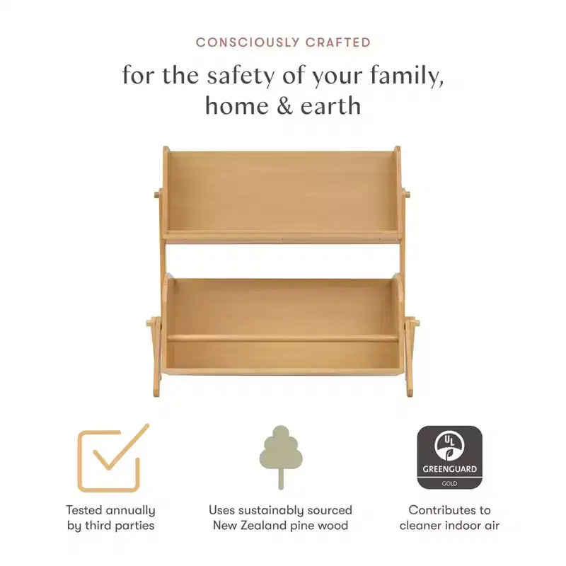 Miele / Noce Naturale / Bianco e Naturale Lavato Scaffale Contenitore per Bambini a 2 Ripiani