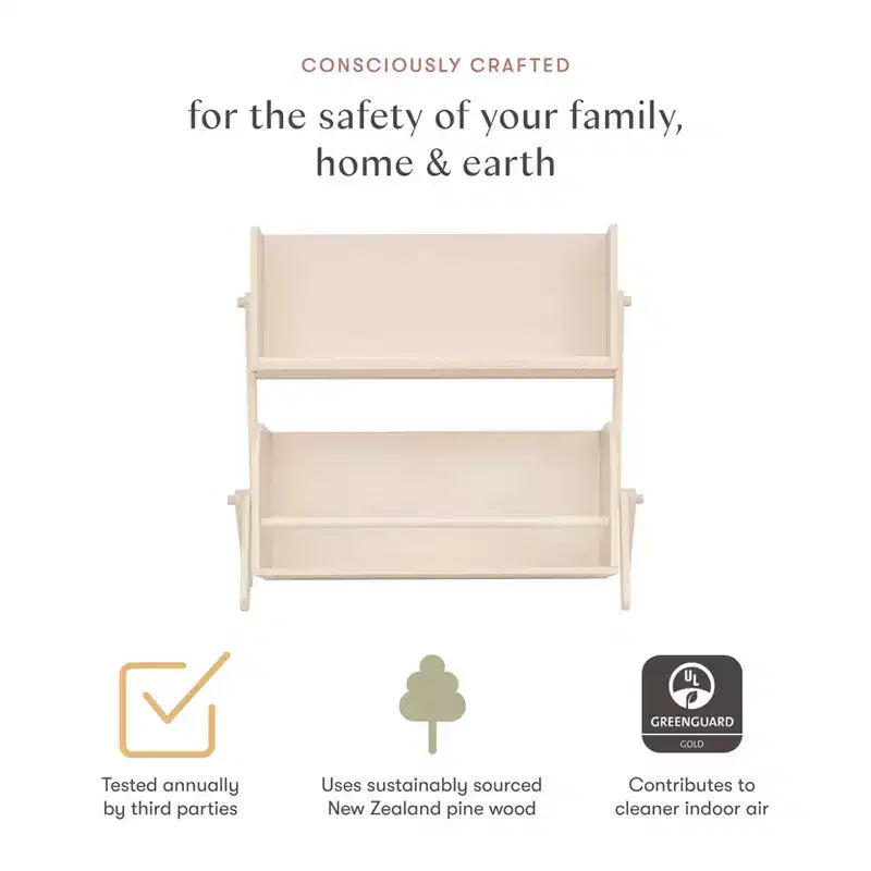 Miele / Noce Naturale / Bianco e Naturale Lavato Scaffale Contenitore per Bambini a 2 Ripiani