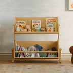 Miele / Noce Naturale / Bianco e Naturale Lavato Scaffale Contenitore per Bambini a 2 Ripiani