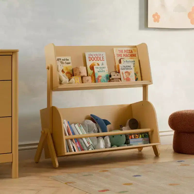 Miele / Noce Naturale / Bianco e Naturale Lavato Scaffale Contenitore per Bambini a 2 Ripiani