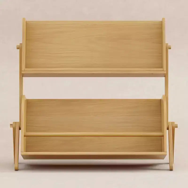 Miele / Noce Naturale / Bianco e Naturale Lavato Scaffale Contenitore per Bambini a 2 Ripiani
