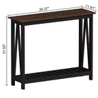 Tavolo Console Rustico Nero e Marrone con Ripiano Aperto