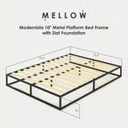 Struttura letto a piattaforma in metallo nero con doghe in legno, King (2 persone)