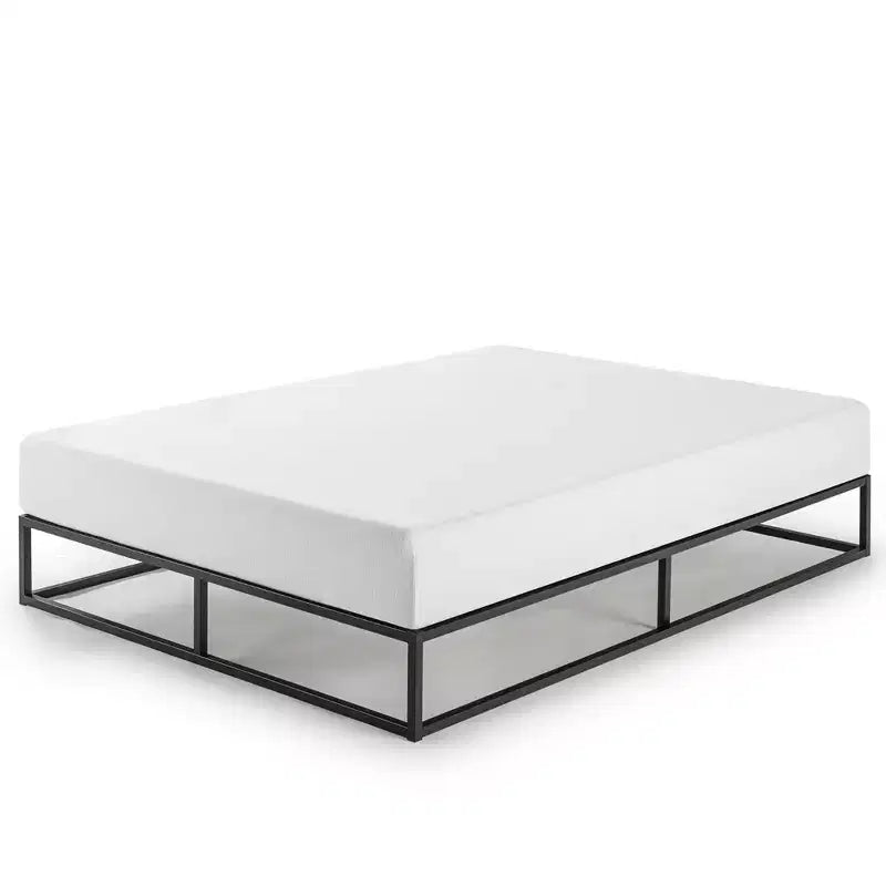 Struttura letto a piattaforma in metallo nero con doghe in legno, King (2 persone)