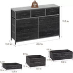 Cassettiera in Tessuto a 10 Cassetti con Piano in Legno e Struttura in Acciaio – Nero/Marrone/Rosa/Bianco, 1 Persona