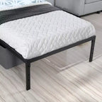 Struttura letto a piattaforma matrimoniale in metallo nero con contenitore sotto il letto, nessuna rete a molle necessaria