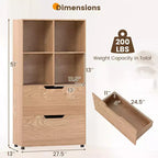 Libreria a 5 ripiani Nera/Grigia/Naturale con 4 cubi aperti e 2 cassetti, montaggio da 1 persona
