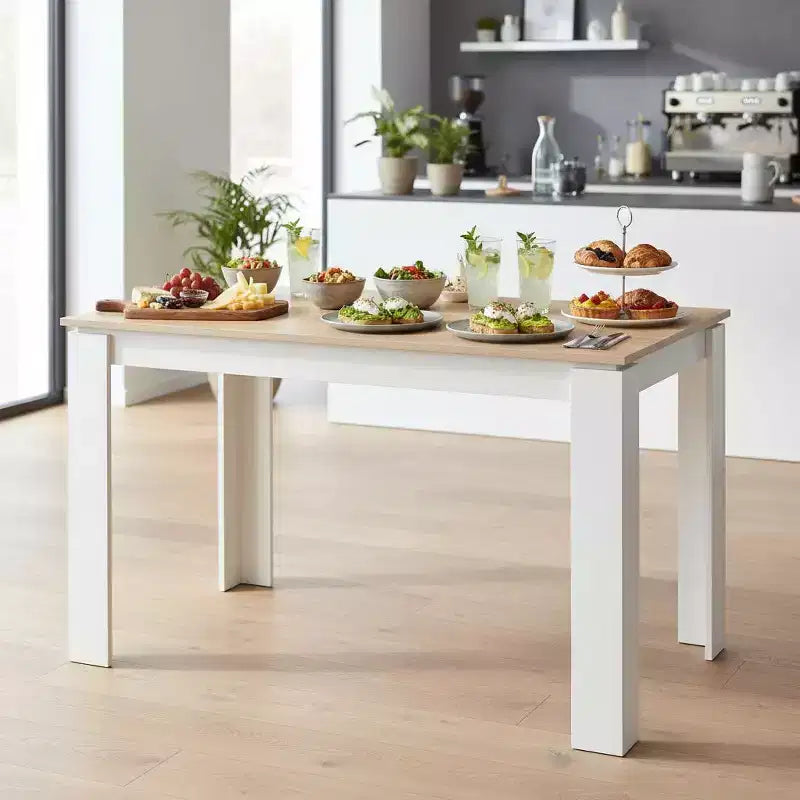 Tavolo da pranzo rettangolare beige e bianco, 2–4 posti a sedere