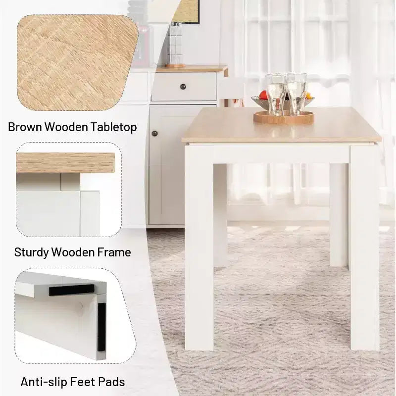 Tavolo da pranzo rettangolare beige e bianco, 2–4 posti a sedere