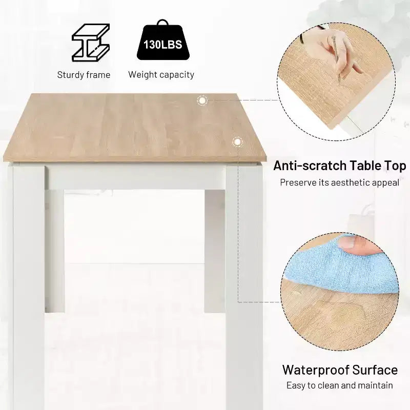 Tavolo da pranzo rettangolare beige e bianco, 2–4 posti a sedere