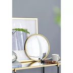 Specchio da parete convesso rotondo dorato, singolo, diametro 38 cm, cornice in metallo