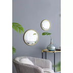 Specchio da parete convesso rotondo dorato, singolo, diametro 38 cm, cornice in metallo