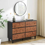 Comò moderno in rovere naturale, cassettiera in legno a 6/7 cassetti