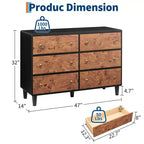 Comò moderno in rovere naturale, cassettiera in legno a 6/7 cassetti
