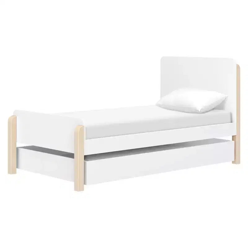 Letto singolo bianco e legno naturale con lavaggio – Struttura in pino, per 1 bambino