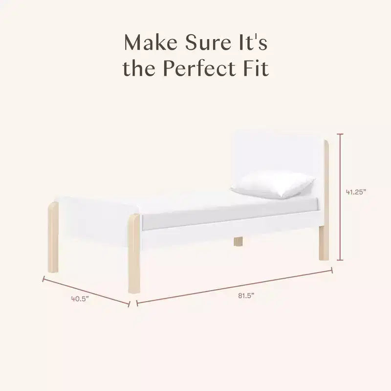 Letto singolo bianco e legno naturale con lavaggio – Struttura in pino, per 1 bambino