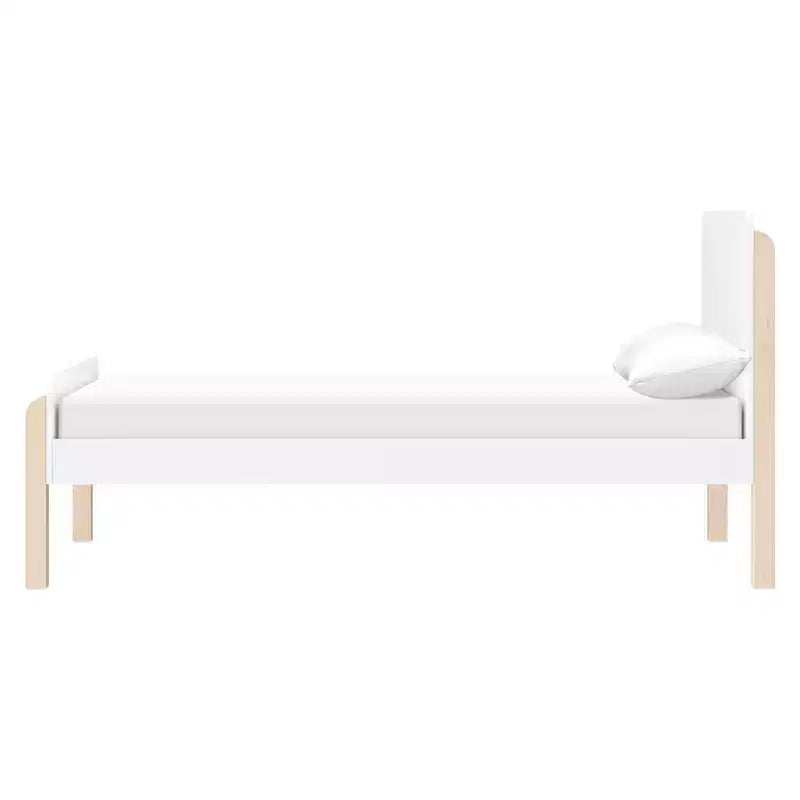 Letto singolo bianco e legno naturale con lavaggio – Struttura in pino, per 1 bambino