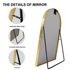 Specchio da Terra Ad Arco Dorato a Tutta Altezza, Cornice in Alluminio, Utilizzo per Più Persone, 170 cm × 99 cm